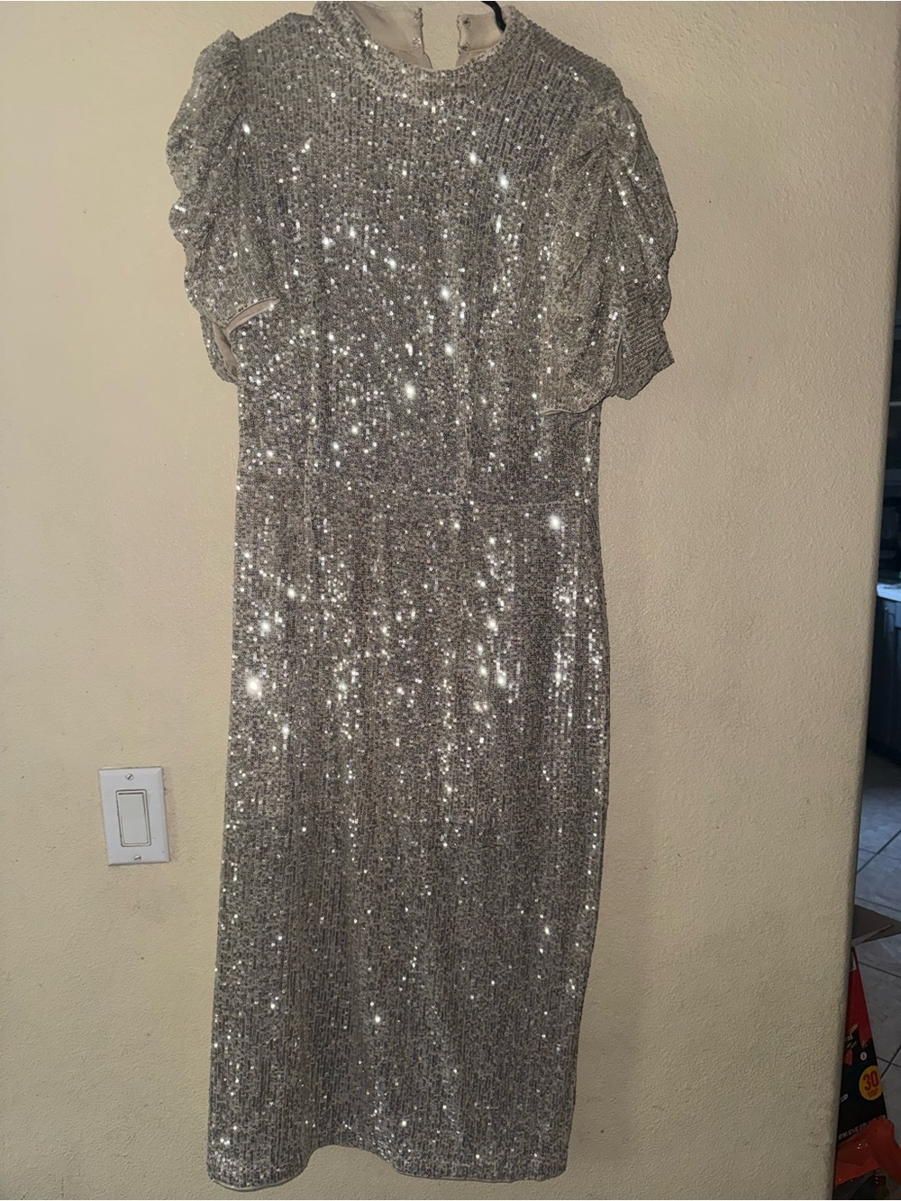 H&M Silver Sequin Midi Dress